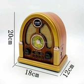 Orta Boy Kubbe Model Retro Ahşap Tasarım Bluetooth Hoparlörlü Radyo – FM/AM Destekli, Şarjlı ve Taşınabilir Radyo NS-7061 (5314) - 5