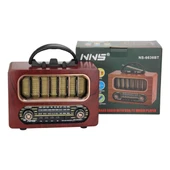 Orta Boy Retro Ahşap Tasarım Bluetooth Hoparlörlü Radyo – FM/AM Destekli, Şarjlı ve Taşınabiliri Radyo NS-6636 (5314) - 3
