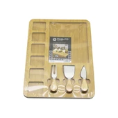 DİKDÖRTGEN  6+1 BÖLMELİ   MDF  KAHVALTI PEYNİR SUNUM PANOSU 3 BIÇAK=AHŞAP SAP 30X39.5CM (5314) - 1