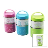 SABİT KULPLU - RESİMLİ - RENKLİ 2Lİ SEFER TASI - SAKLAMA KABI 930ML (5314) - 1