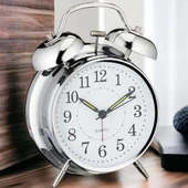 Gümüş Renk Metal Çalar Masa Saati thumbnail 1