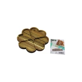 AKASYA YUVARLAK  4 KALP BÖLMELİ  AHŞAP SERVİS SUNUM TEPSİ - TAHTASI  21 X 1.4CM (5314) - 1