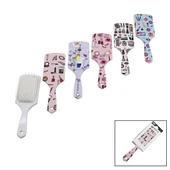 SAÇ FIRÇASI - TARAK  PLASTİK RENKLİ DESENLİ SAP - BEYAZ FIRÇA KILLARI (5314) - 1