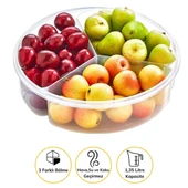 3 Bölmeli Sızdırmaz Contalı Kilitli Kapaklı 1,35 Litre yuvarlak Erzak Saklama Kabı LC-500 (5314) - 4