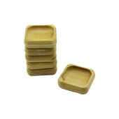 6 ADET 9X9CM KARE AHŞAP BAMBU ÇEREZLİK - LOKUMLUK KASE DERİNLİK: 1.8CM (5314) - 1