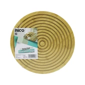 YUVARLAK ÇAP: 28CM ÇİFT TARAFLI= DÜZ - KANALLI AHŞAP BAMBU SERVİS SUNUM TAHTASI TEPSİ (5314) - 1