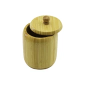 NO-10 AHŞAP - BAMBU ŞEKERLİK KAPAKLI ÇAP: 9CM DERİNLİK: 10.5CM (5314) - 1