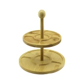 5 BÖLMELİ - YUVARLAK - 2 KATLI  AHŞAP BAMBU SUNUMLUK  ÇAP: 19.5CM -- 24.5CM (5314) - 1