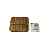 AKASYA KARE 4 BÖLMELİ AHŞAP SERVİS SUNUM TEPSİ - TAHTASI 20 X 1.4CM (5314) - 1