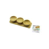 4PCS  ÇEREZLİK - LOKUMLUK AHŞAP BAMBU TEPSİLİ KASE SETİ 30X11CM (5314) - 1