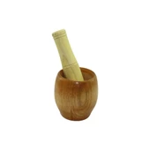 AHŞAP BAMBU HAVAN SARIMSAK DÖVECEK Ç: 7CM--D: 5.8CM--Y: 8.5CM  FİLELİ AMBALAJ (5314) - 1