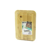 2PCS SETOVAL KENARLI - YUVARLAK DELİKLİ AHŞAP BAMBU KESİM PANOSU - KESME TAHTASI 18X28X1CM--22X32X1CM (5314) - 1