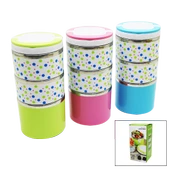 ÇİÇEKLİ 3LÜ SEFER TASI - SAKLAMA KABI RENKLİ 1.26LT (5314) - 1