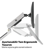 NPO STD54024HLW Elysium 27"-35" Amortisörlü RGB Profesyonel Gaming VESA Çift Kol Monitör Tutucu thumbnail 2