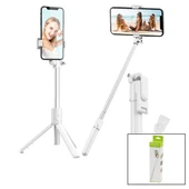 BEYAZ  SELFİ ÇUBUK - TRİPOD AYAKLI  57CM UZAYAN-KISALAN SAPLI + 10CM =67CM (5314) - 1