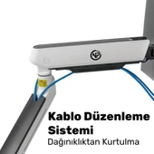 NPO STD54024HLW Elysium 27"-35" Amortisörlü RGB Profesyonel Gaming VESA Çift Kol Monitör Tutucu thumbnail 3