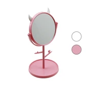 6 İNÇ - 15CM YUVARLAK - BOYNUZLUTAKI ASKILIKLI MAKYAJ AYNASI RENKLİ PLASTİK TAKILIK SEPETLİ=15CM (5314) - 1