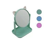 6 İNÇ  - 15CM YUVARLAK KULAKLI MAKYAJ AYNASI RENKLİ PLASTİK TAKILIK SEPETLİ=12X15.5CM (5314) - 1