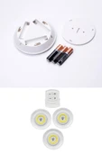3lü Uzaktan Kumandalı Yapışkanlı Kablosuz Led Spot Lambalar (5314) - 5