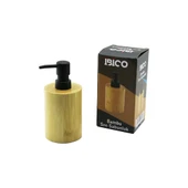 YUVARLAK AHŞAP BAMBU SIVI SABUNLUK SİYAH PLASTİK POMPA ÇAP: 8CM - Y: 11CM (5314) - 1