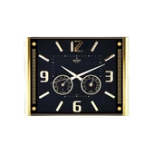 PREMİUM BAROMETRELİ ISI - NEM ÖLÇER KABARTMA RAKAMLI DUVAR SAATİ 41.5X32CM 707-A-1 (5314) - 1