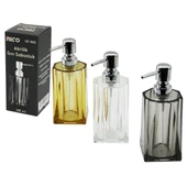 UZUN KARE TABAN - YVRLK AĞIZ - 4+4=8GEN GÖVDE ŞEFFAF - RENKLİ AKRİLİK - MİKA KRİSTAL SIVI SABUNLUK 280ML (5314) - 1