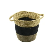 2IN1=İP ÖRGÜLÜ - HASIRÇİFT KULPLU SEPET - ORGANİZER Ç-TABAN:17CM--AĞIZ:24CM - Y: 22CM (5314) - 1