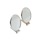 OVAL   6.5 İNÇ=16.5X13CM  MAKYAJ AYNASI  ÇİFT TARAFLI   BRONZ - GÜMÜŞ PLS.ÇERÇEVE   KATLANIR AYAKLI (5314) - 1