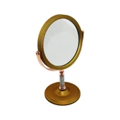 TAŞ SAPLI YUVARLAK 7 İNÇ= ÇAP:17.5CM MAKYAJ AYNASI ÇİFT TARAFLI BRONZ - GÜMÜŞ PLS.ÇERÇEVE SABİT AYAK (5314) - 1