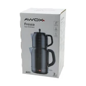 AWOX FRESCO SİYAH ELEKTRİKLİ ÇAY MAKİNESİ ÇAYCI SET 1.7LT SU ISITICI + 1.2LT DEMLİK PASLANMAZ ÇELİK GÖVDE 2200W (5314) - 1