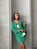 Ceketli etek takım chl kumaş yeşil h24443 thumbnail 3