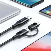 Mcdodo CA-7120 2in1 60W Typec iPhone Data Şarj Kablosu 1.2M - Siyah thumbnail 3