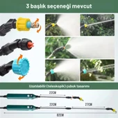 ShopyTech 2400 mAh Şarjlı Sulama Tabancası3 Başlık Teleskopik Çubuk 5 m Emiş Hortumu Type-C thumbnail 6