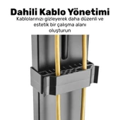 NPO STD2101B 17"-32" VESA Uyumlu 180° Yükseklik Ayarlı Kablo Yönetimli Tekli Monitör Standı thumbnail 6