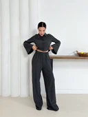 Gömlek yaka kaplama düğmeli takım antrasit thumbnail 2