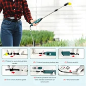 ShopyTech 2400 mAh Şarjlı Sulama Tabancası3 Başlık Teleskopik Çubuk 5 m Emiş Hortumu Type-C thumbnail 4