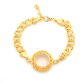 Yarım Altın Çerçeve Bileklik Çelik Altın Kaplama İşlemeli Figaro Model BLK-1093 thumbnail 1