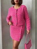 Ceketli etek takım chl kumaş fuşya h24443 thumbnail 1