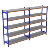 5 Katlı Duble Depo Rafı - 300-350 Kg Taşıma Kapasiteli Hafif Rack Raf  60x180x250 cm thumbnail 1