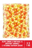 Kent Olips Limon & Portakal & Greyfurt Aromalı C Vitaminli Bayram Şekeri 1 KG X 5 Adet - 1