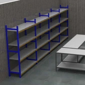 5 Katlı Duble Depo Rafı - 300-350 Kg Taşıma Kapasiteli Hafif Rack Raf  40x120x200 cm thumbnail 5