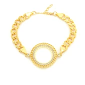 Yarım Altın Çerçeve Bileklik Çelik Altın Kaplama Fİgaro Model BLK-1105 thumbnail 1