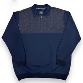 Büyük Beden Erkek Yakalı Fermuarlı Pamuklu Kazak Geniş Kalıp thumbnail 7