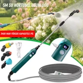 ShopyTech 2400 mAh Şarjlı Sulama Tabancası3 Başlık Teleskopik Çubuk 5 m Emiş Hortumu Type-C thumbnail 1