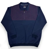 Büyük Beden Erkek Yakalı Fermuarlı Pamuklu Kazak Geniş Kalıp thumbnail 4