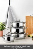 Urla 8 Parça İndüksiyon Tabanlı Çelik Tencere Seti thumbnail 5