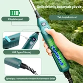 ShopyTech 2400 mAh Şarjlı Sulama Tabancası3 Başlık Teleskopik Çubuk 5 m Emiş Hortumu Type-C thumbnail 5