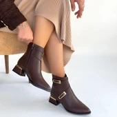 İnay Kahverengi Cilt Topuklu Bot thumbnail 4