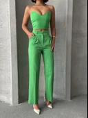 Palazzo pantolonlu alt üst takım yeşil thumbnail 1