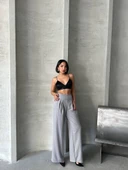 Pileli keten pantolon thumbnail 4